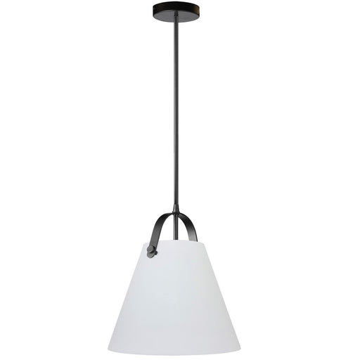 Dainolite Polly 12in 1-Light Pendant | Contemporary Matte Black and White Glass | Kitchen Island & Dining Room | Model POL-121P-MB-WH