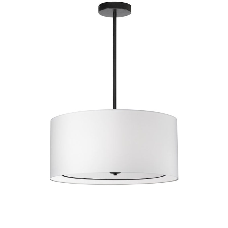 Dainolite Porscha 22in 4-Light Pendant | Contemporary White Fabric Shade with Matte Black Base | Dining Room & Kitchen Island | Model POR-224P-MB-WH