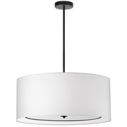 Dainolite Porscha 30in 4-Light Pendant | Contemporary White Fabric Shade with Matte Black Base | Dining Room & Great Room | Model POR-304P-MB-WH