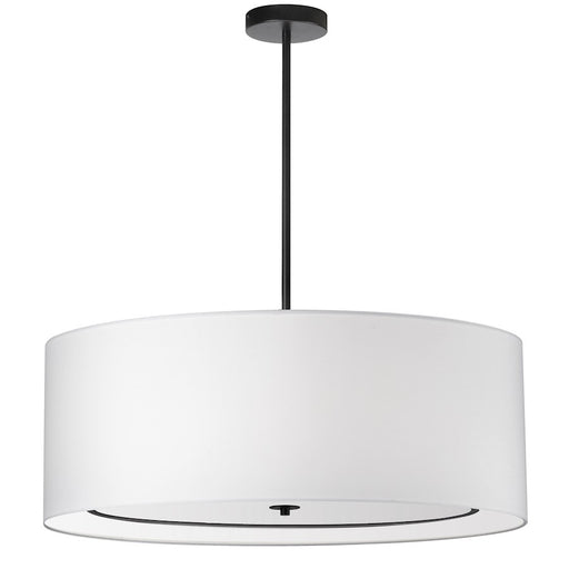 Dainolite Porscha 34in 4-Light Pendant | Contemporary Matte Black and White Fabric Drum | Kitchen Island & Dining Room | Model POR-344P-MB-WH