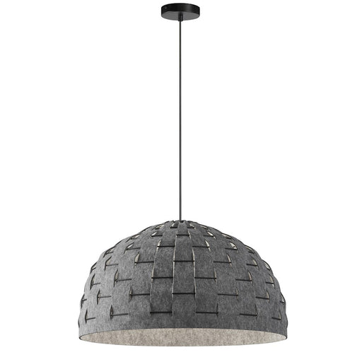 Dainolite Priscilla 24in 1-Light Pendant | Modern Matte Black and Grey Felt Dome | Kitchen Island & Dining Room | Model PRA-241P-MB-500