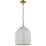 Dainolite Patrice 12in 1-Light Pendant | Industrial Aged Brass Metal and Faux Alabaster Glass | Kitchen Island & Dining Room | 12 x | Model PRC-121P-AGB