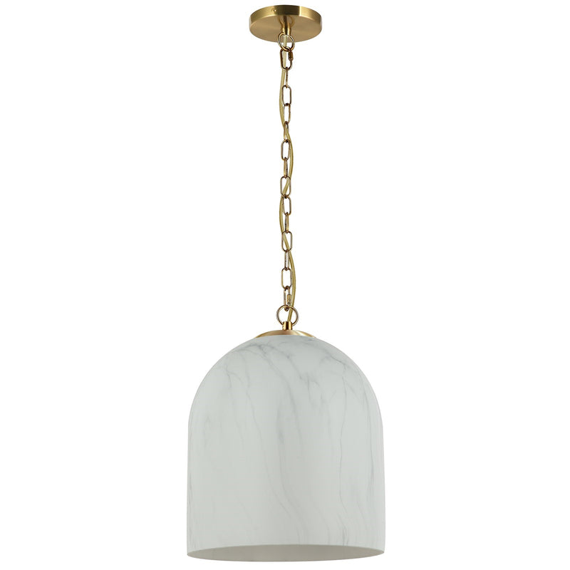 Dainolite Patrice 12in 1-Light Pendant | Industrial Aged Brass Metal and Faux Alabaster Glass | Kitchen Island & Dining Room | 12 x | Model PRC-121P-AGB