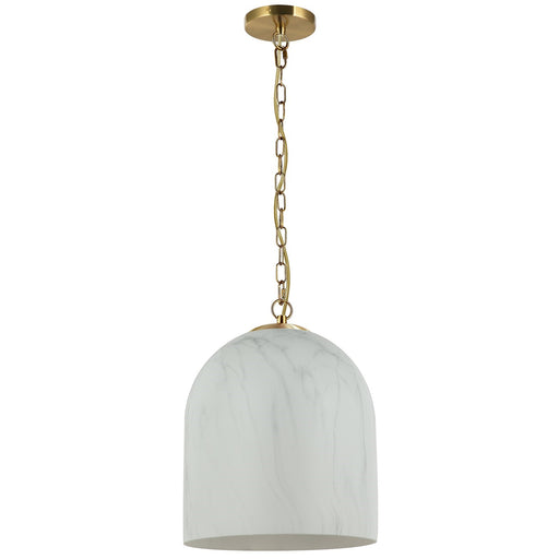 Dainolite Patrice 12in 1-Light Pendant | Industrial Aged Brass Metal and Faux Alabaster Glass | Kitchen Island & Dining Room | 12 x | Model PRC-121P-AGB