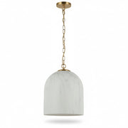 Dainolite Patrice 12in 1-Light Pendant | Industrial Aged Brass Metal and Faux Alabaster Glass | Kitchen Island & Dining Room | 12 x | Model PRC-121P-AGB