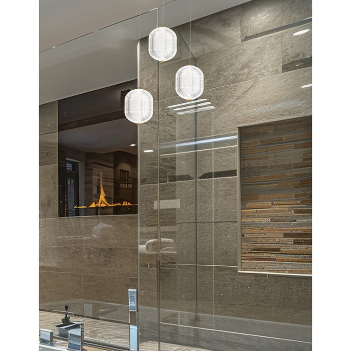 Dainolite Peri 3 Light Multi Pendant, Aged Brass/Clear