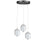 Dainolite Peri 3 Light Multi Pendant, Matte Black/Clear