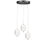 Dainolite Peri 3 Light Multi Pendant, Matte Black/Clear