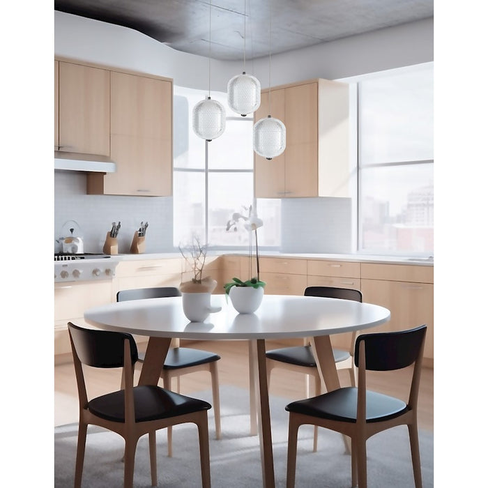 Dainolite Peri 3 Light Multi Pendant, Matte Black/Clear