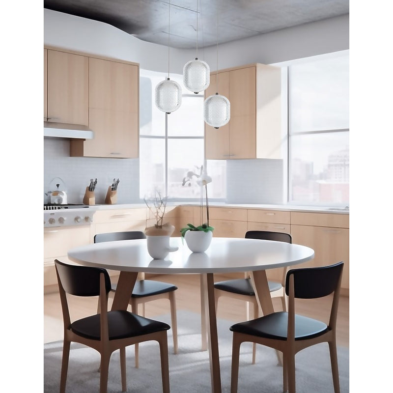 Dainolite Peri 3 Light Multi Pendant, Matte Black/Clear