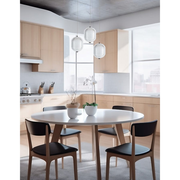 Dainolite Peri 3 Light Multi Pendant, Matte Black/Clear