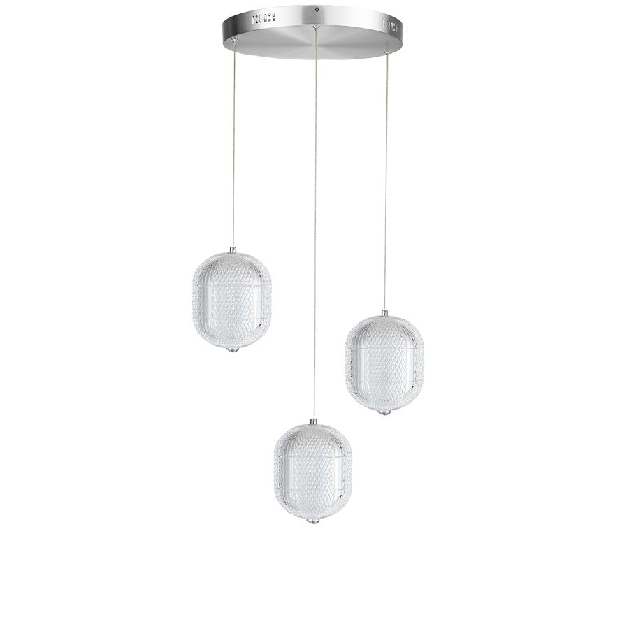 Dainolite Peri 3 Light Multi Pendant, Polished Chrome/Clear