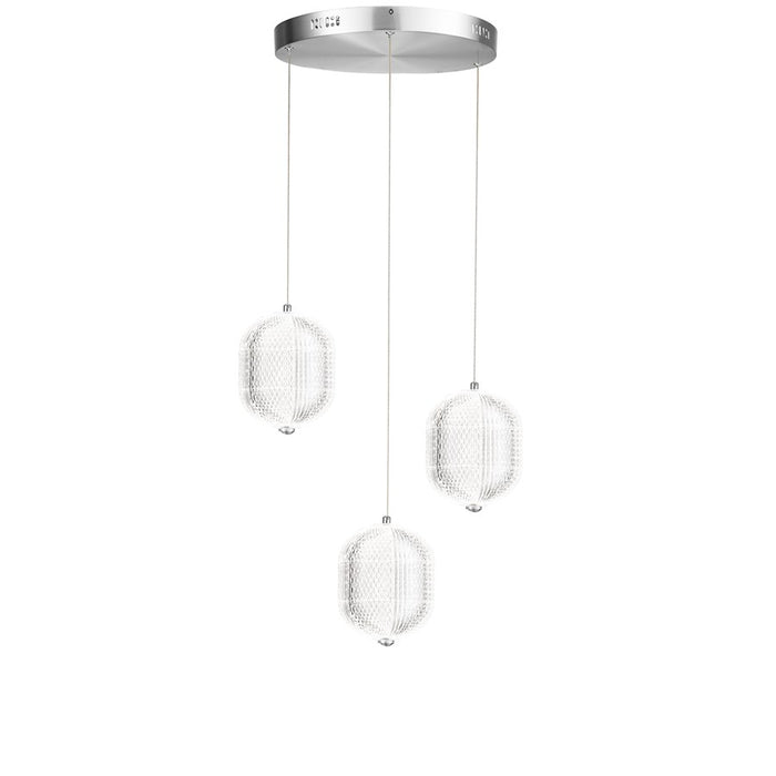 Dainolite Peri 3 Light Multi Pendant, Polished Chrome/Clear