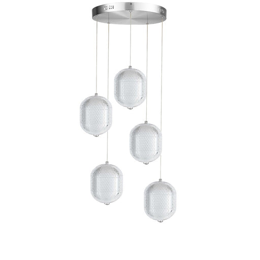 Dainolite Peri 5 Light Multi Pendant, Polished Chrome/Clear