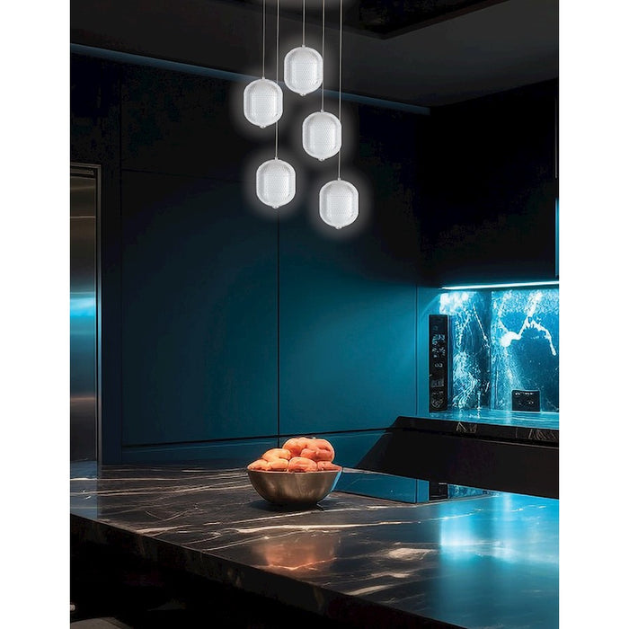 Dainolite Peri 5 Light Multi Pendant, Polished Chrome/Clear