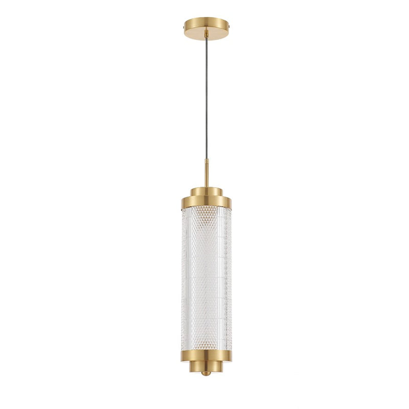 Dainolite Peri 19in 1-Light LED Pendant | Contemporary Aged Brass and Clear Acrylic | Kitchen Island & Dining Room | Model PRI-1916LEDP-AGB