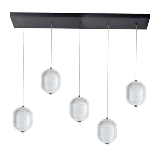 Dainolite Peri 5 Light Linear Pendant, Matte Black/Clear