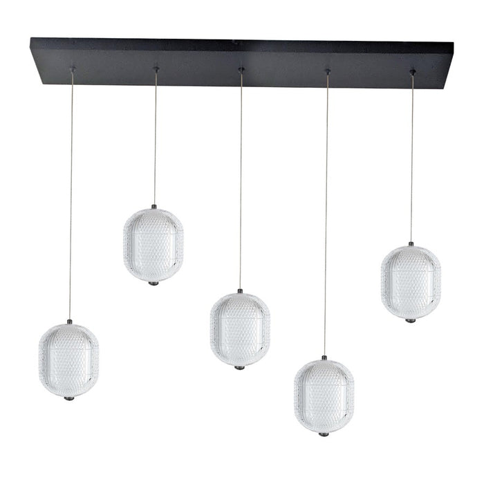 Dainolite Peri 5 Light Linear Pendant, Matte Black/Clear