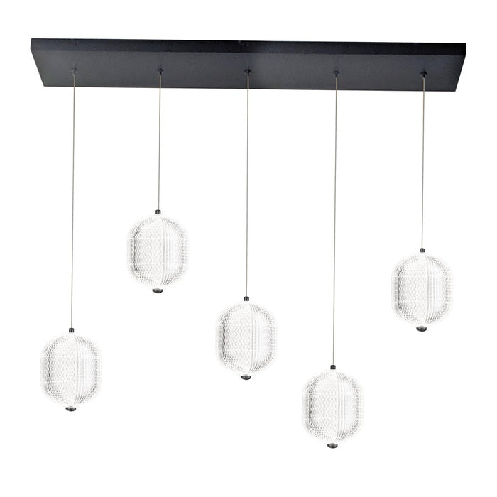 Dainolite Peri 5 Light Linear Pendant, Matte Black/Clear