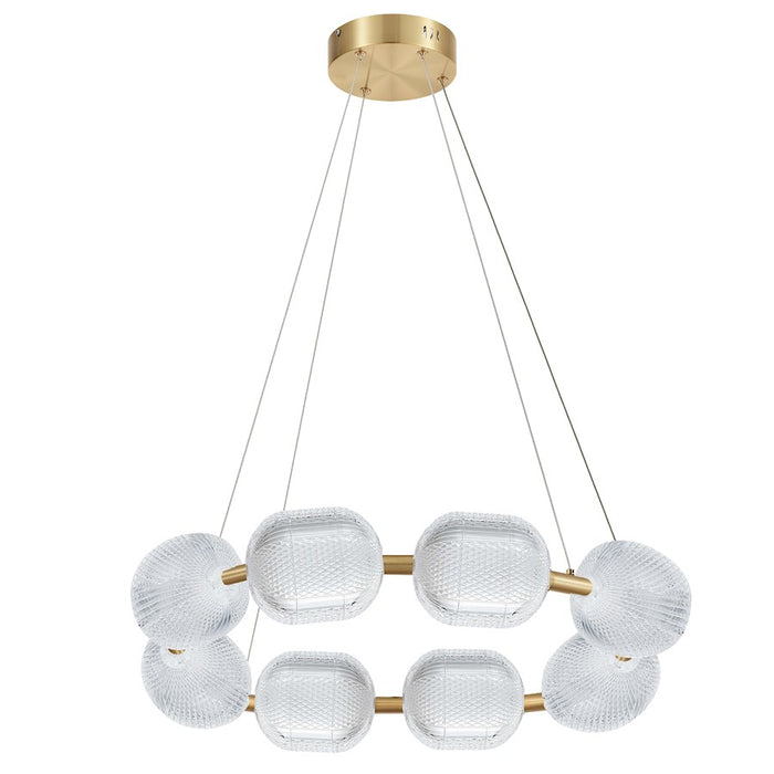 Dainolite Peri 8 Light Chandelier, Aged Brass/Clear - PRI-3256LEDP-AGB