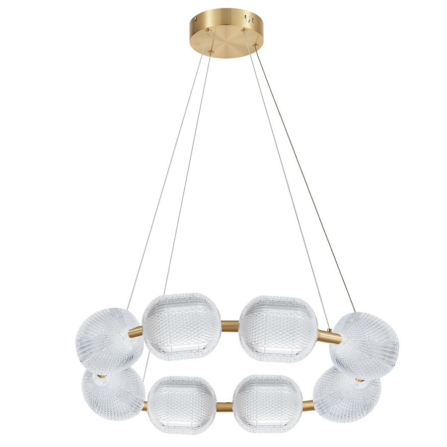Dainolite Peri 8 Light Chandelier, Aged Brass/Clear - PRI-3256LEDP-AGB