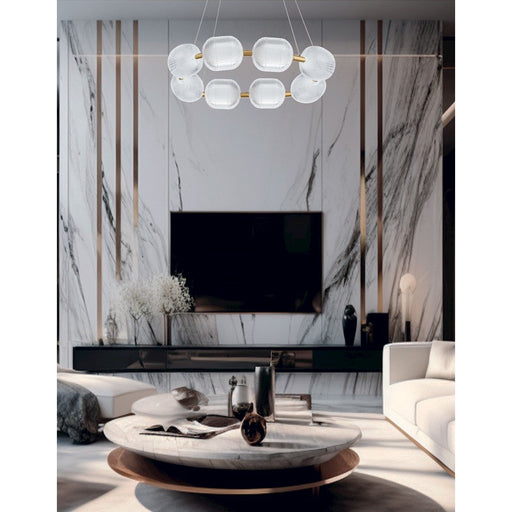 Dainolite Peri 8 Light Chandelier, Aged Brass/Clear