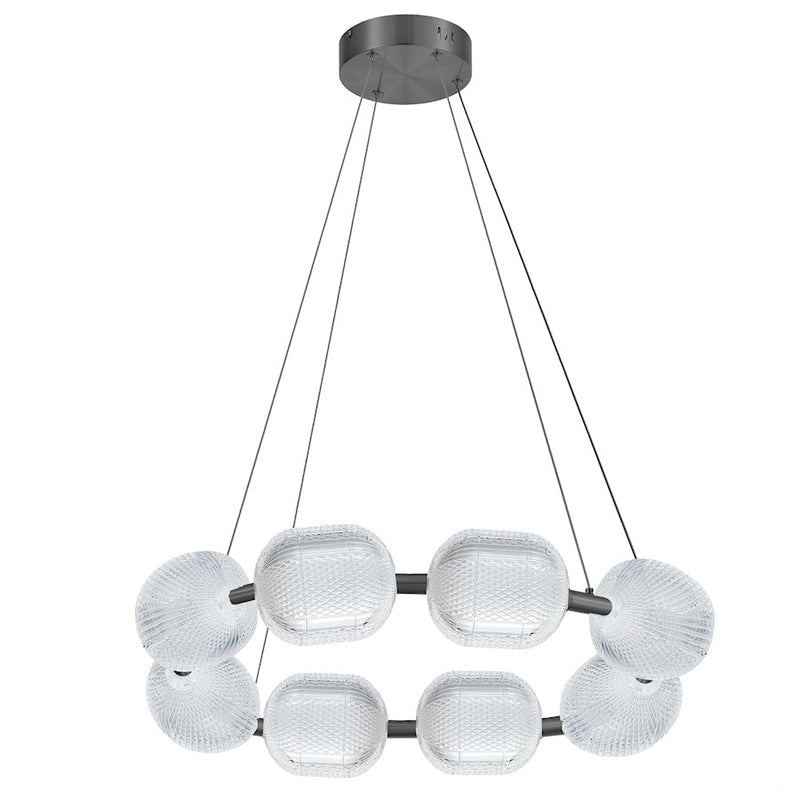 Dainolite Peri 8 Light Chandelier, Matte Black/Clear