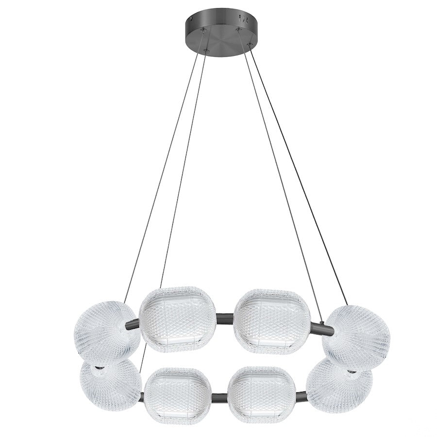 Dainolite Peri 8 Light Chandelier, Matte Black/Clear - PRI-3256LEDP-MB