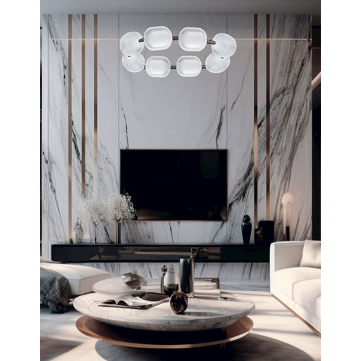 Dainolite Peri 8 Light Chandelier, Matte Black/Clear