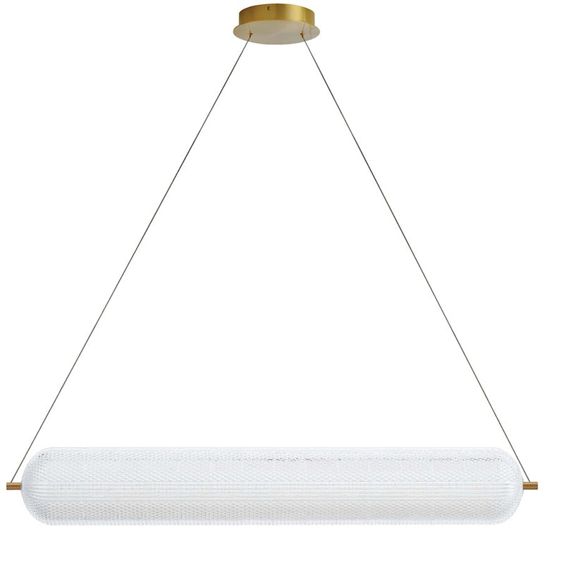Dainolite Peri 42in 1-Light LED Pendant | Contemporary Aged Brass and Clear Acrylic | Kitchen Island & Dining Room | Model PRI-4236LEDHP-AGB