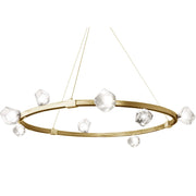 Dainolite Pearlene 42in 12-Light Chandelier | Contemporary Aged Brass and Clear Glass | Foyer & Living Room | 42 x 42 x 13 in | Model PRN-4212C-AGB