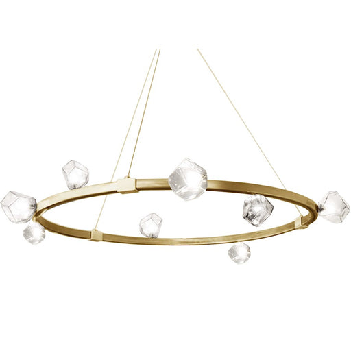 Dainolite Pearlene 42in 12-Light Chandelier | Contemporary Aged Brass and Clear Glass | Foyer & Living Room | 42 x 42 x 13 in | Model PRN-4212C-AGB