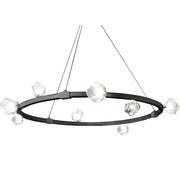 Dainolite Pearlene 42in 12-Light Chandelier | Contemporary Matte Black and Clear Glass | Dining Room & Foyer | Model PRN-4212C-MB