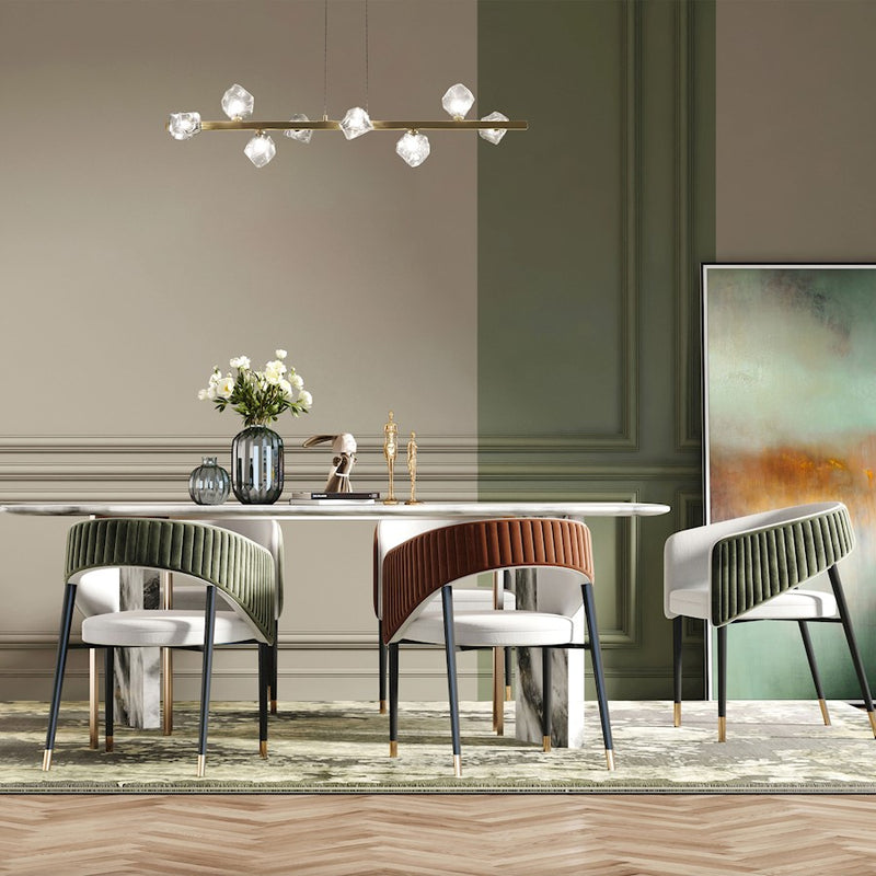Dainolite Pearlene 54in 8-Light Pendant | Aged Brass and Clear Glass | Kitchen Island & Dining Room | 54 x 12.75 x 12.75 in | Model PRN-548HP-AGB
