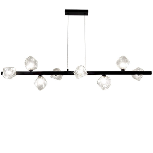 Dainolite Pearlene 54in 8-Light Pendant | Matte Black and Clear Glass | Kitchen Island & Dining Room | 54 x 12.75 x 12.75 in | Model PRN-548HP-MB