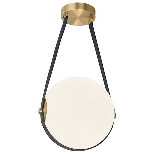 Dainolite Persis 12in 1-Light LED Pendant | Aged Brass and White Glass | Foyer & Dining Room | 11.75 x 11.75 x 11.75 in | Model PRS-1215LEDP-AGB