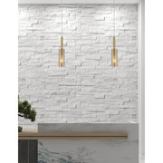 Dainolite Percy 15in 1-Light Pendant | Modern Aged Brass Metal Cylinder | Kitchen Island & Bar | 3 x 3 x 15.25 in | Model PRY-MM-AGB