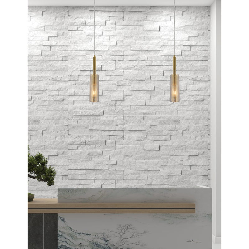 Dainolite Percy 15in 1-Light Pendant | Modern Aged Brass Metal Cylinder | Kitchen Island & Bar | 3 x 3 x 15.25 in | Model PRY-MM-AGB