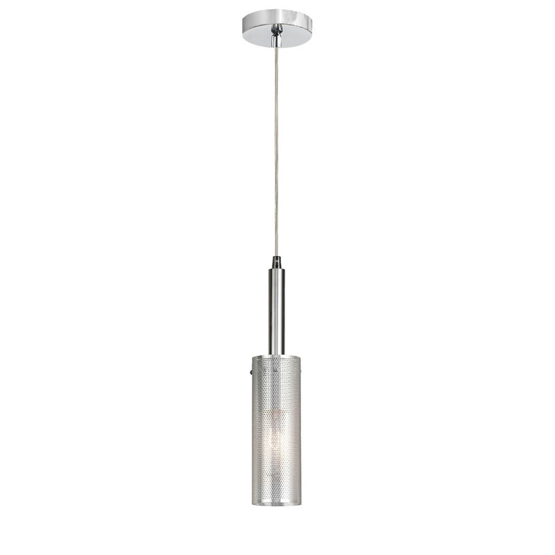 Dainolite Percy 3in 1-Light Pendant | Modern Polished Chrome Metal | Kitchen Island & Bar | 3 x 3 x 15 in | Model PRY-MM-PC
