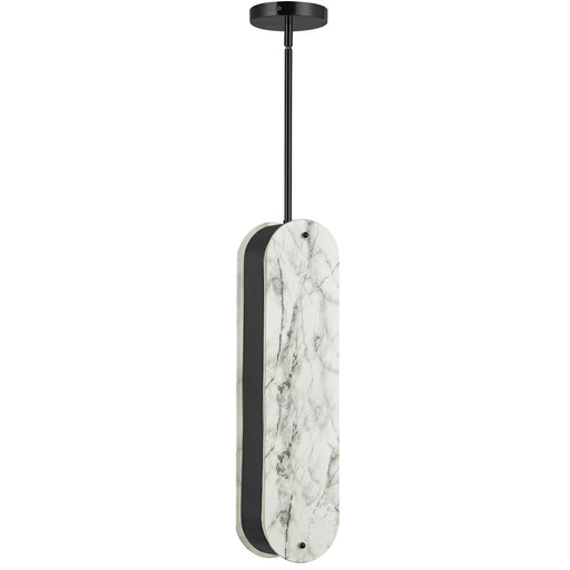 Dainolite Pascal 5in 1-Light Pendant | Contemporary Matte Black and Alabaster Faux Alabaster | Kitchen & Foyer | 5 x 4 x 20 in | Model PSC-201P-MB