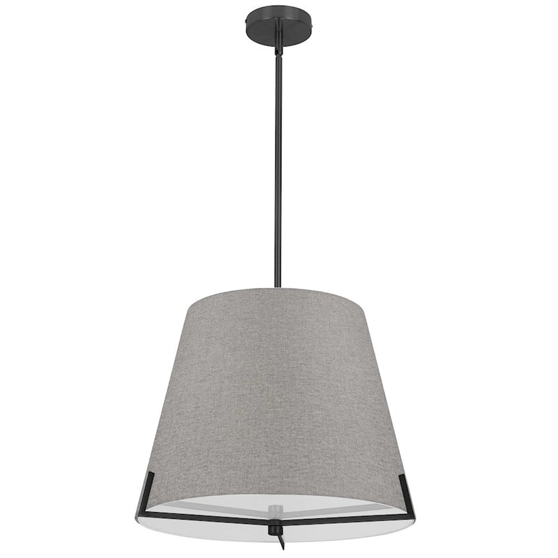 Dainolite Preston 19in 4-Light Pendant | Contemporary Matte Black and Grey Fabric | Foyer & Hallway | 19 x 19 x 14 in | Model PST-184P-MB-GRY