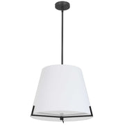 Dainolite Preston 19in 4-Light Pendant | Contemporary Matte Black and White Fabric | Foyer & Hallway | 19 x 19 x 14 in | Model PST-184P-MB-WH