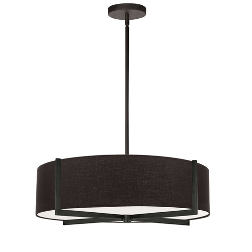 Dainolite Preston 21in 4-Light Pendant | Matte Black and Black Fabric Drum | Kitchen Island & Dining Room | 21 x 21 x 5 in | Model PST-214P-MB-BK