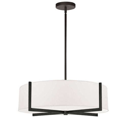 Dainolite Preston 21in 4-Light Pendant | Contemporary Matte Black and White Fabric Drum | Kitchen Island & Dining Room | Model PST-214P-MB-WH