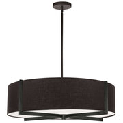 Dainolite Preston 26in 4-Light Pendant | Contemporary Matte Black and Black Fabric | Kitchen Island & Dining Room | Model PST-264LP-MB-BK