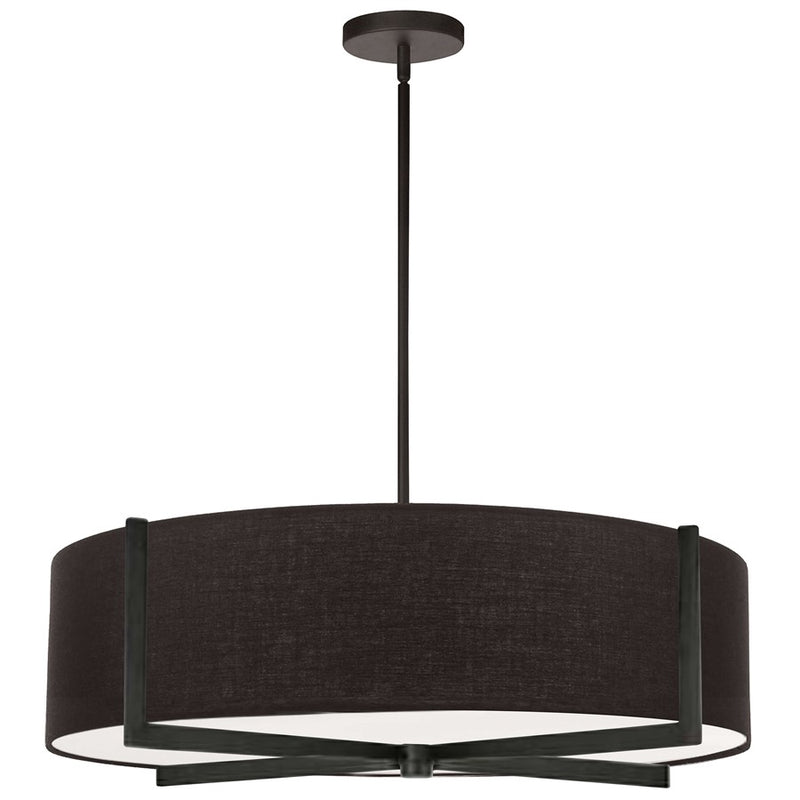 Dainolite Preston 26in 4-Light Pendant | Contemporary Matte Black and Black Fabric | Kitchen Island & Dining Room | Model PST-264LP-MB-BK