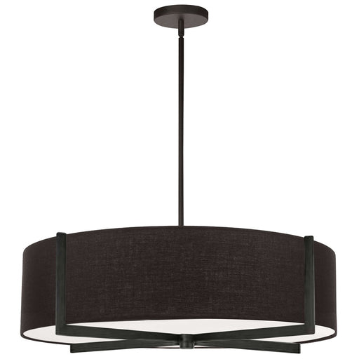 Dainolite Preston 26in 4-Light Pendant | Contemporary Matte Black and Black Fabric | Kitchen Island & Dining Room | Model PST-264LP-MB-BK
