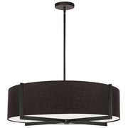 Dainolite Preston 26in 4-Light Pendant | Contemporary Matte Black and Black Fabric | Kitchen Island & Dining Room | Model PST-264LP-MB-BK
