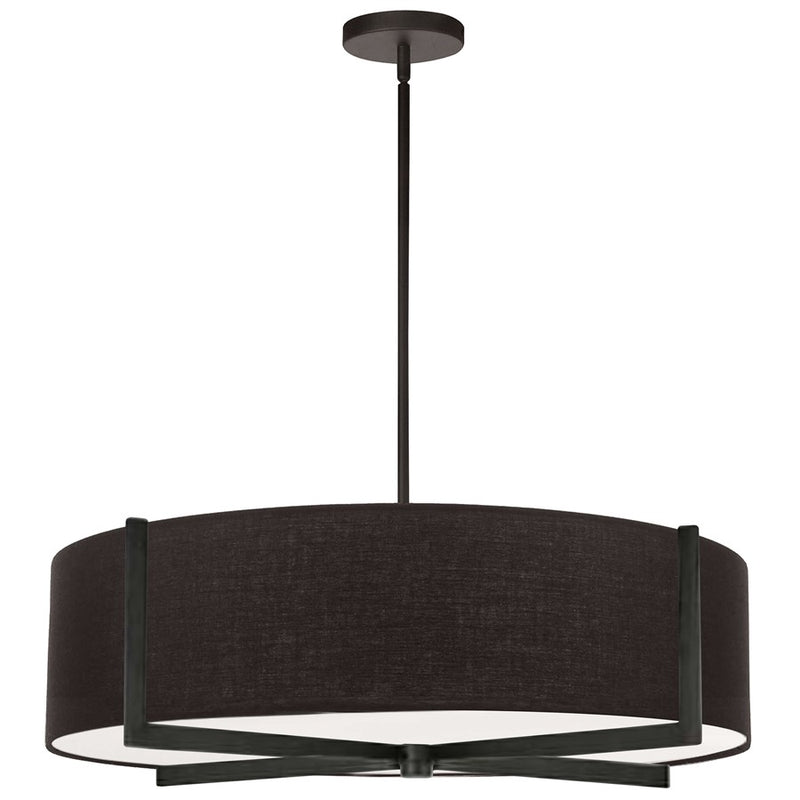 Dainolite Preston 26in 4-Light Pendant | Contemporary Matte Black and Black Fabric | Kitchen Island & Dining Room | Model PST-264LP-MB-BK