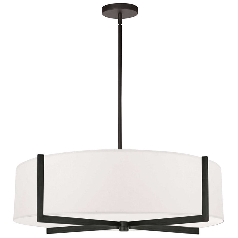 Dainolite Preston 26in 4-Light Pendant | Contemporary Matte Black and White Fabric | Kitchen Island & Dining Room | Model PST-264LP-MB-WH